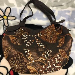 Brown embroidery shoulders handbags 👜